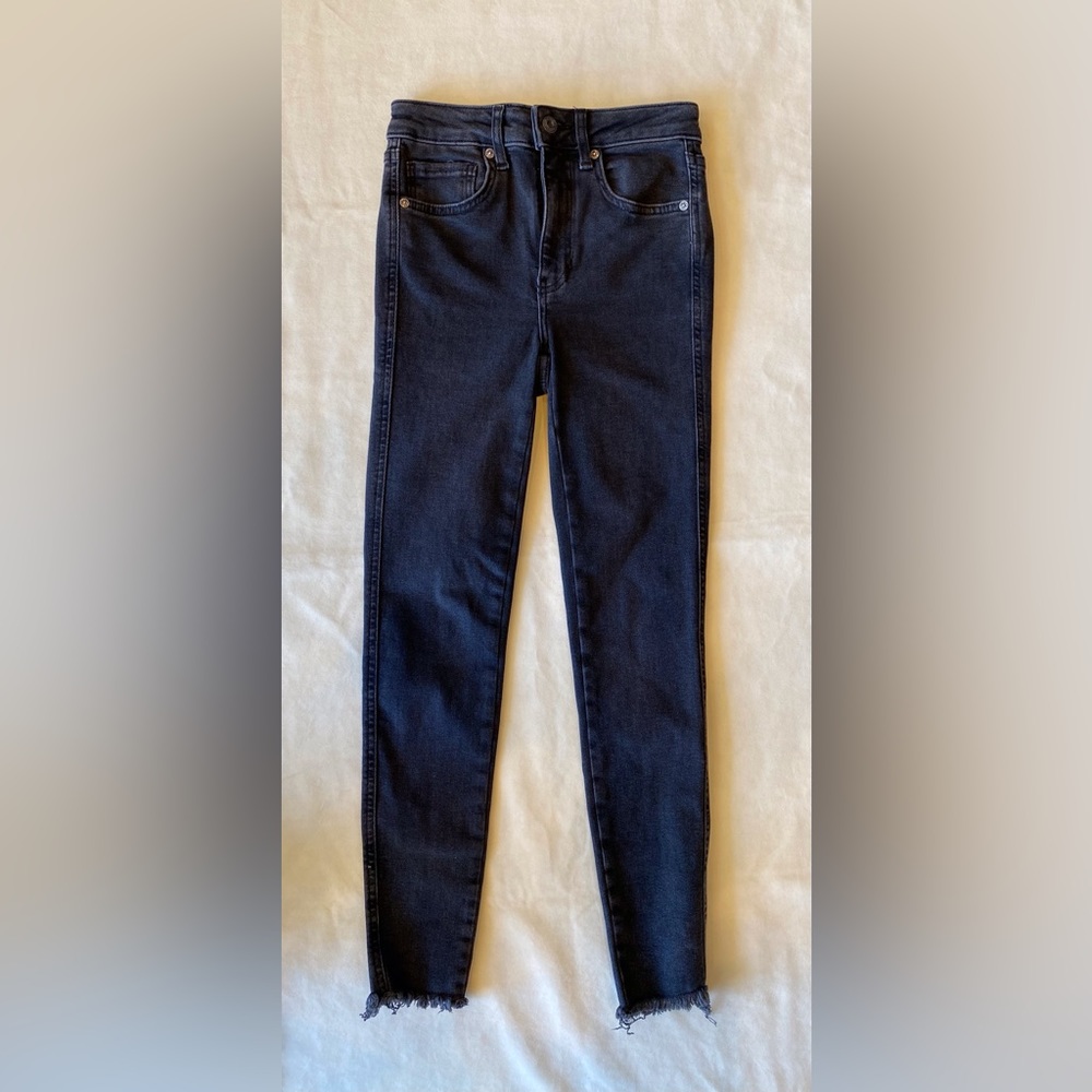 Free People We the Free Black Skinny Jeans with Raw Ankle - Picture 1 of 4